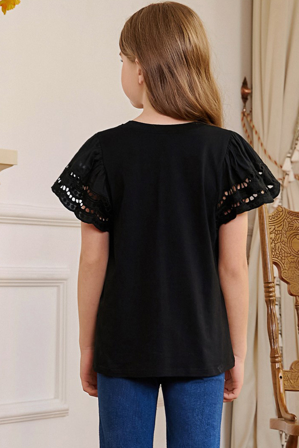 Round Neck Flutter Sleeve T-Shirt