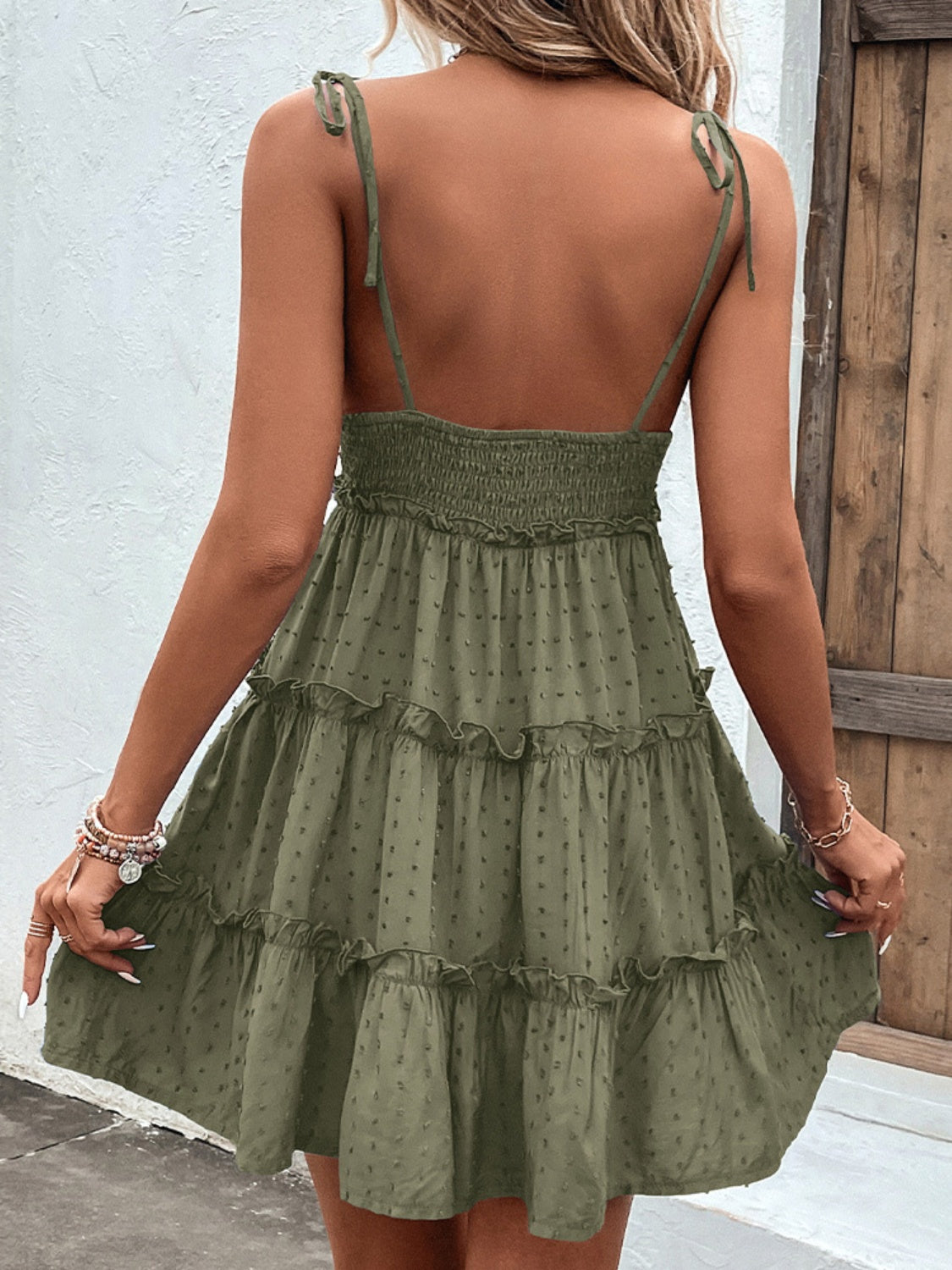 Frill Spaghetti Strap Tiered Dress